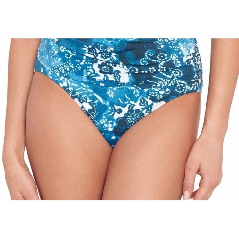Lauren Ralph Lauren Women's Blue Printed Hipster Bikini Bottom Swimwear Size 10
